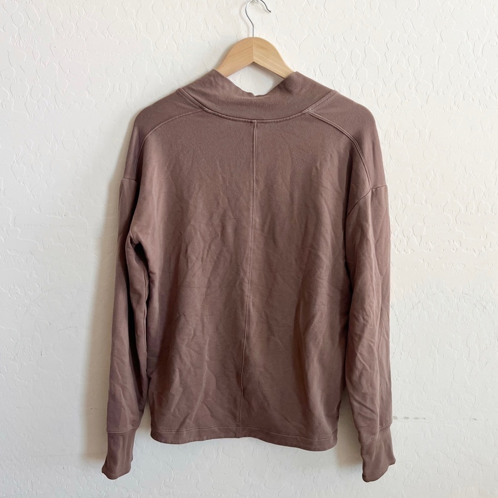Athleta Clarity V-Neck Sweatshirt Rustic Beige - Picture 7 of 11